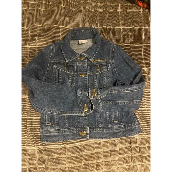 Carhartt girls button down jean jacket sz 6 Heart Metal buttons - Picture 3 of 10